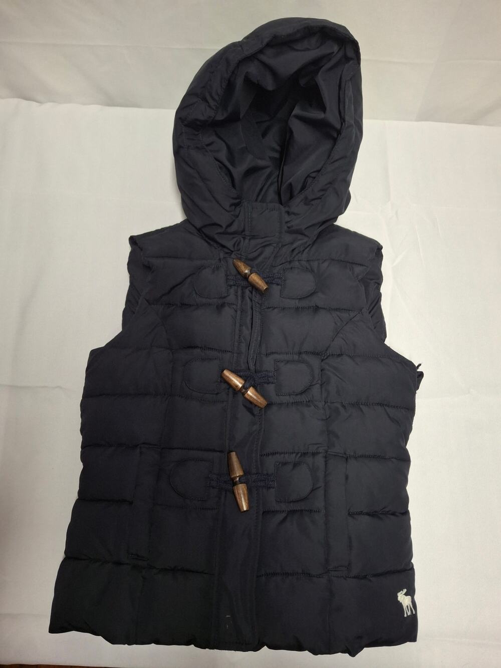 Abercrombie Kids Girls Puffer Vest Hooded Toggle Closure Navy Size L Youth